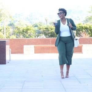 Seek No Further Olive green jersey culottes set